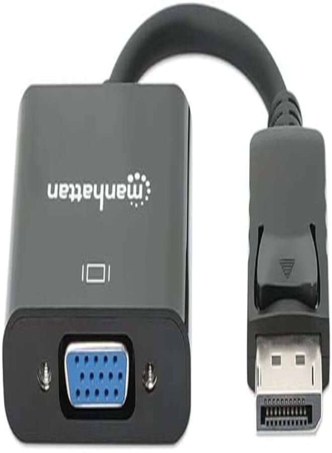 Manhattan 394772 Converter DisplayPort to VGA Cable DisplayPort Male to VGA HD15 Female Adapter 15 cm -6 in Active - Black